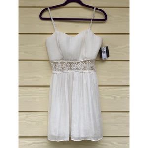 Iz Byer Ivory Dress with crochet see through waist